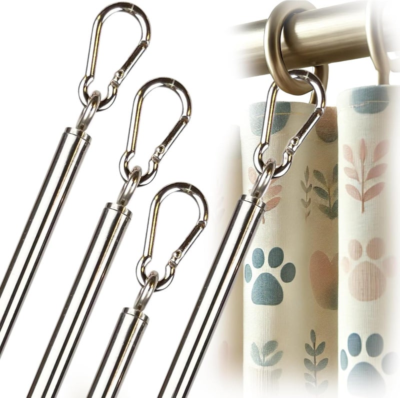 OooWow 36 inch (4 Pack) Stainless Steel Iron Curtain Pull Wand - Drapery Pull Rod - Verstaile Curtain Wand - Strong Metal Drapery Wand (36in SS 4Pk) - Image 1